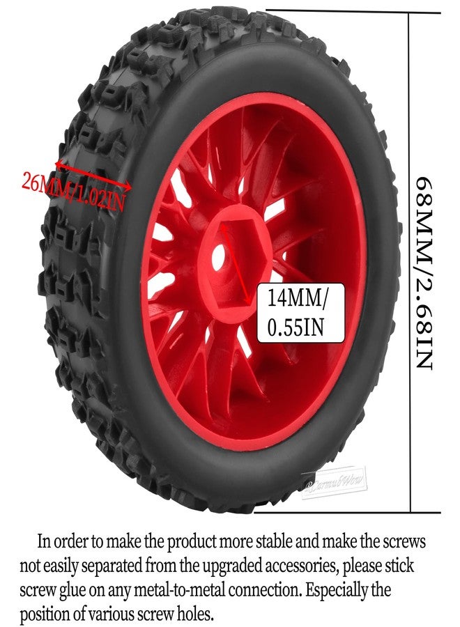 RCarmubWow RC Buggy Wheels and Tires for 1/18 Typhon Grom RC Crawler Car,RC Wheels and Tires Buggy Wheels & Rubber Tires Plastic Rim,4pcs,Red - Image 3